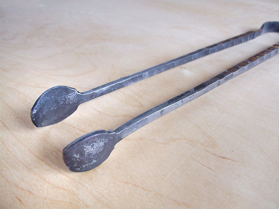Thumbnail: Blacksmith made metal fire tongs