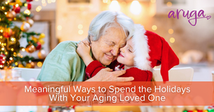 Senior and child sharing a quiet holiday moment together, showing warmth, connection, and intergenerational care.