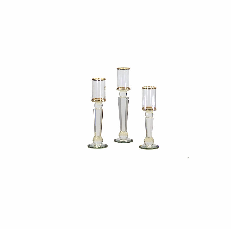 Set of 3 Gold Trim Candle holders