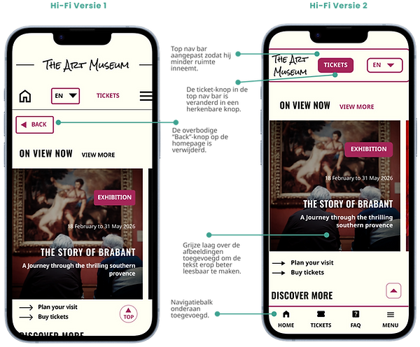 Hi-Fi prototype van museum app door UX Designer