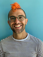 Dr. Steff Du Bois, LGBTQ+ Psychologist, Picture of Self with Blue Background