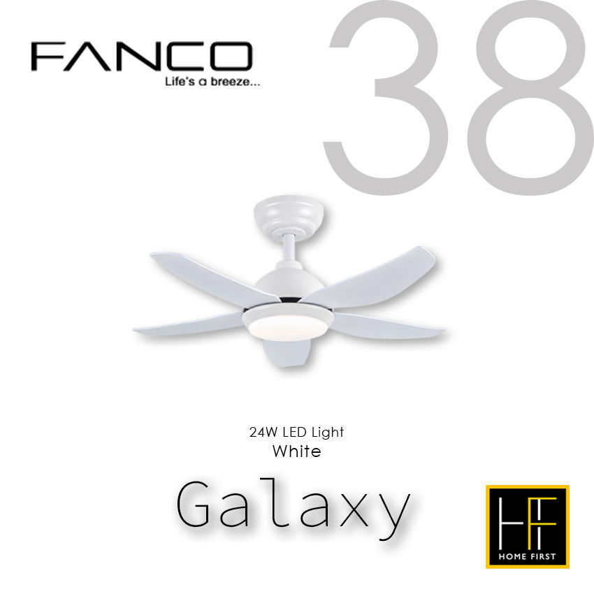Fanco Galaxy 38-inch white ceiling fan with 24W LED light