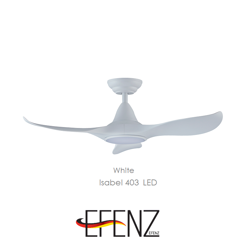Thumbnail: EFENZ White Isabell 403 LED ceiling fan with rod mount