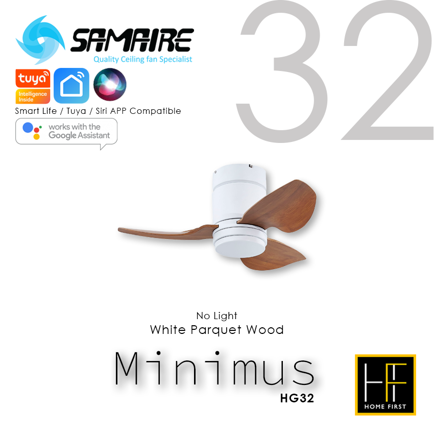 Thumbnail: Samaire Minimus 32 inch Parquet Wood smart ceiling fan