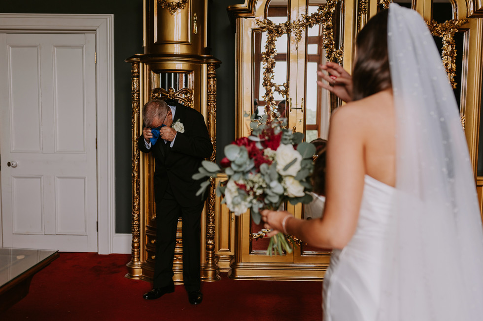 Allerton Castle Wedding Photography first look with dad