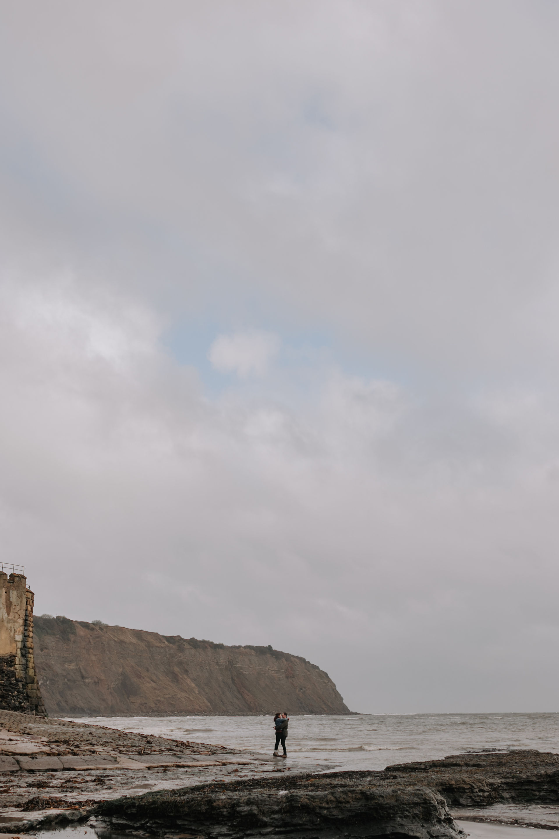 Yorkshire beach elopement engagement photoshoot