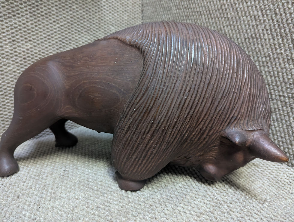 Large Rare Danish Carved Teak Bison - $2,200
