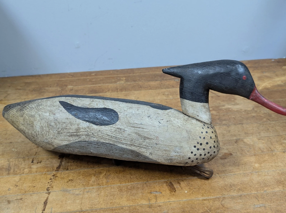 Rare C. 1950 American Merganser Alvin Meekins Gunner Decoy Hoopers Island - $1100 (SOLD)