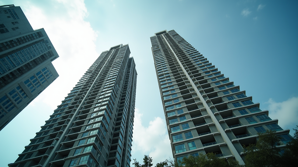 eye-level view of modern condominium building in Bangna