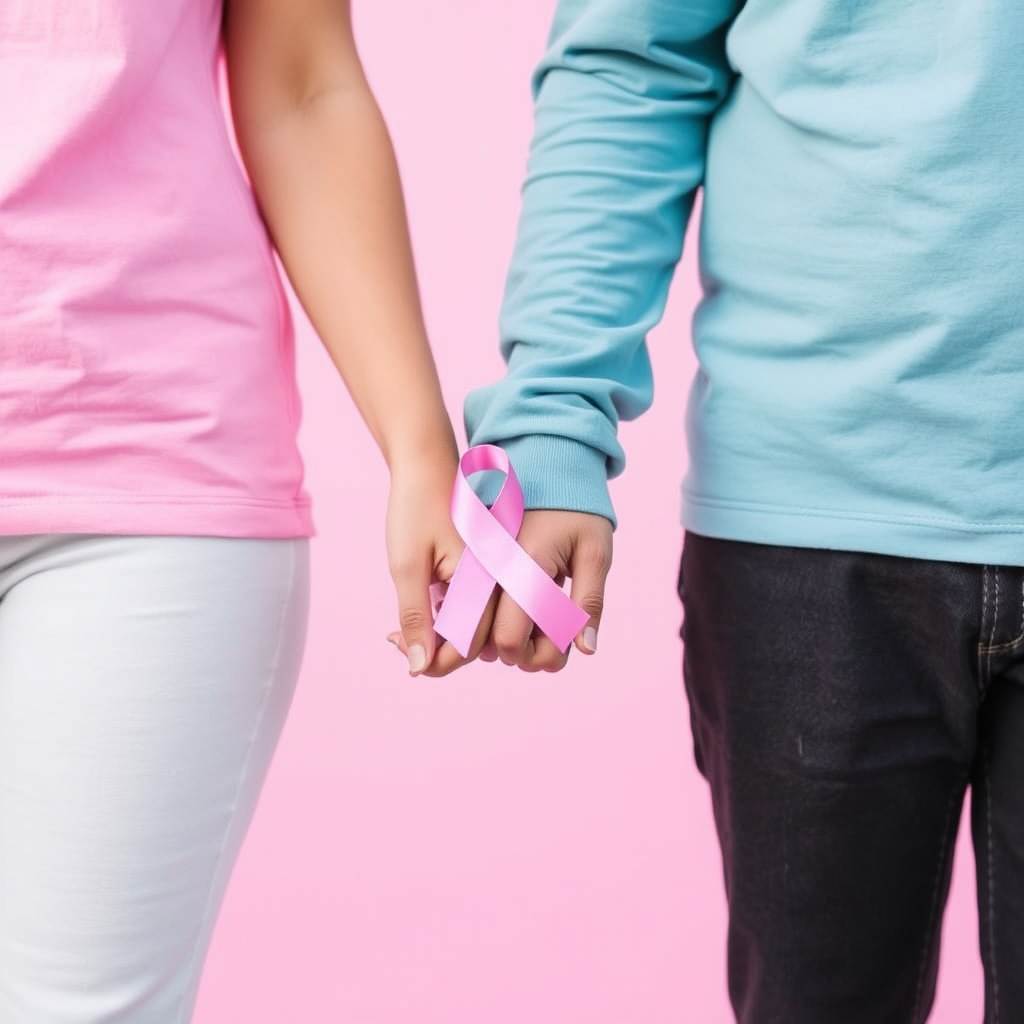 two people holding hands in pink for a donations page against cancer.jpg