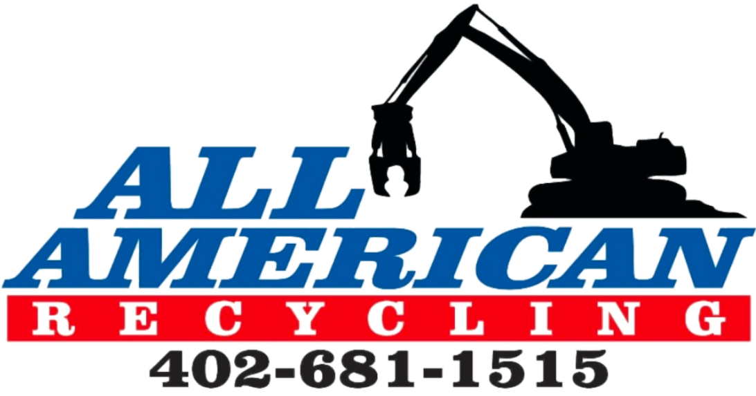 All American Recycling logo with excavator and phone number 402-681-1515