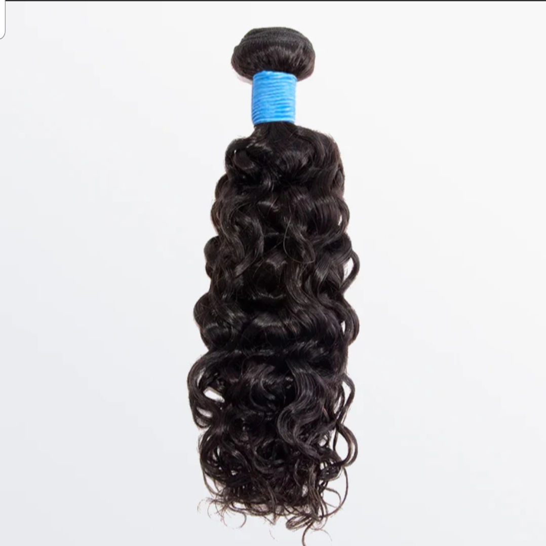 BelleUhair 10-30 Inch Water Wave Virgin Brazilian Hair #1B Natural Black