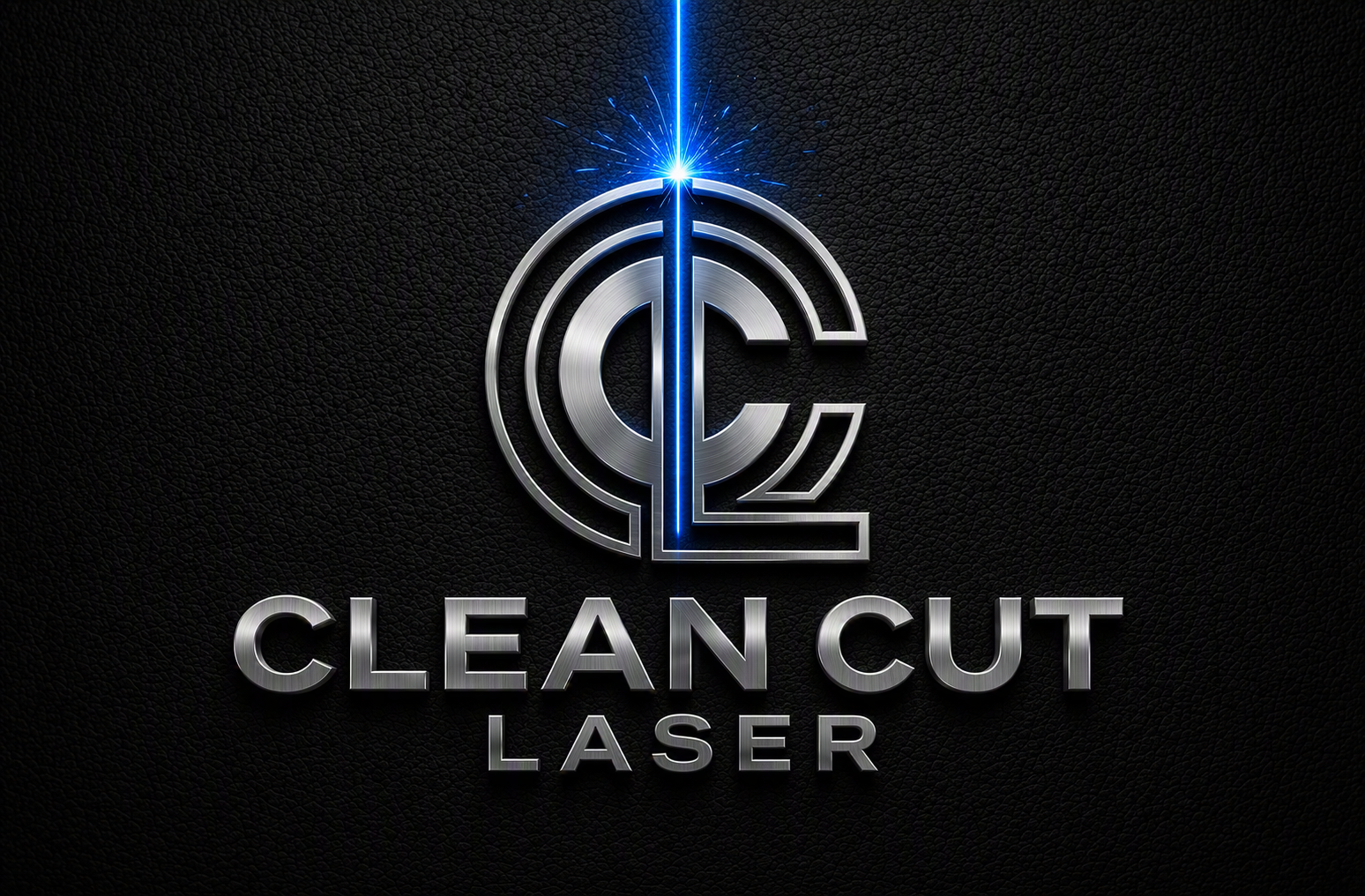 Stylized logo for Clean Cut Laser featuring a laser beam and modern typography.