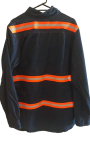 Camisa de mezclilla con reflejante naranja para seguridad industrial