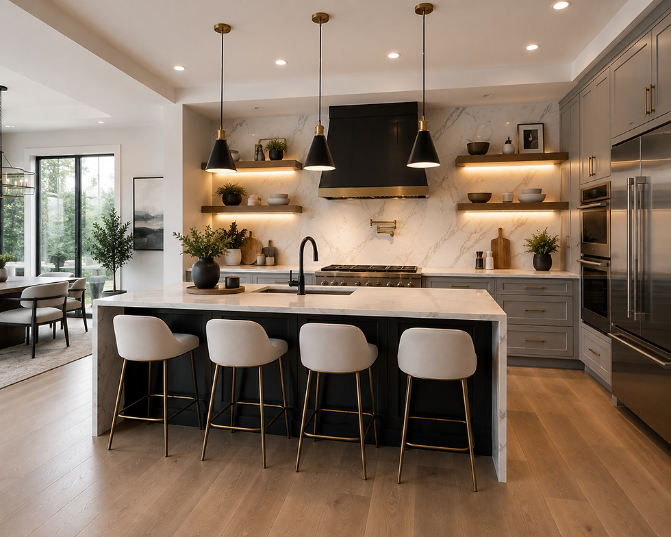 Modern kitchen renovation with custom cabinets and large island