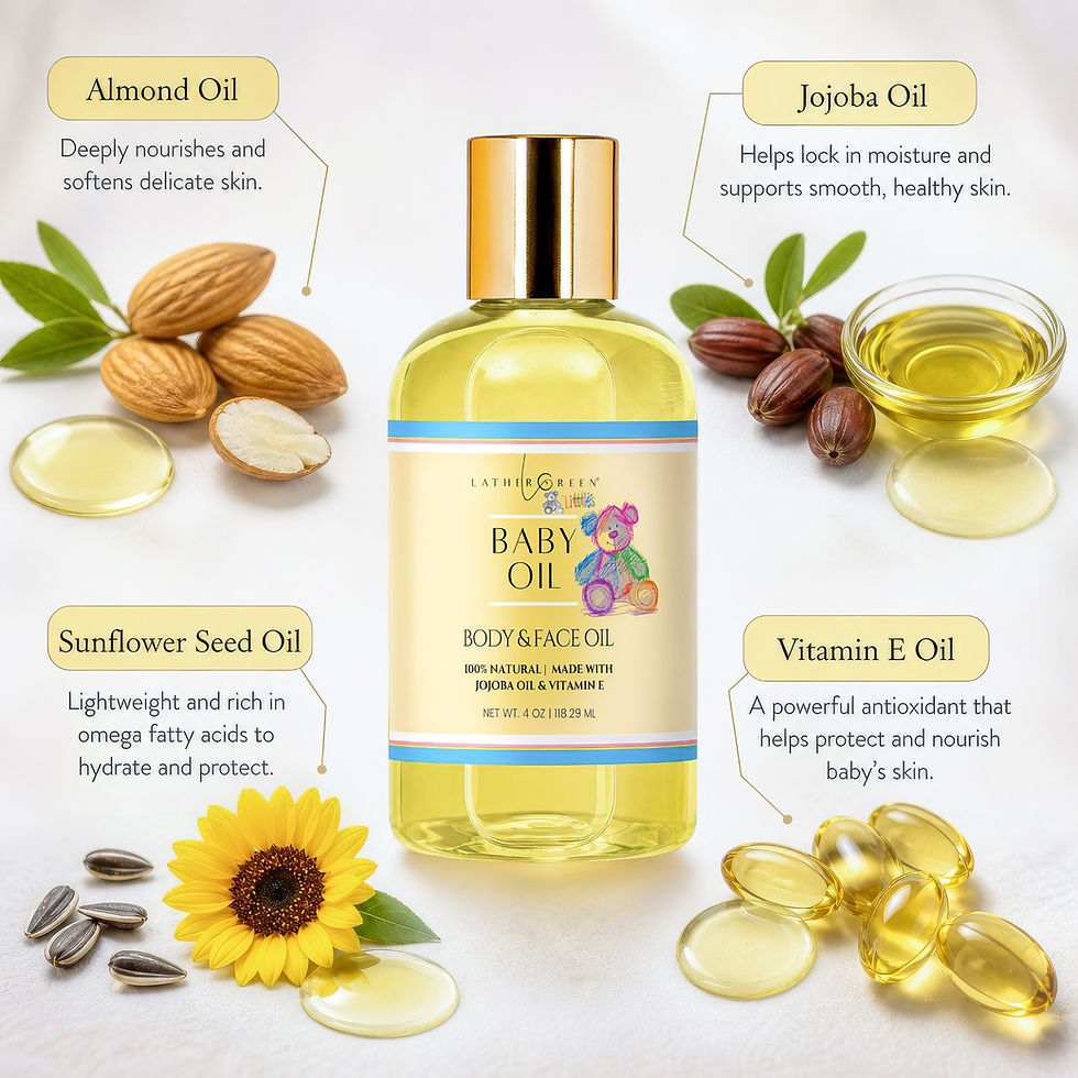 Miniatura: applying baby and face oil during baby skincare routine, gentle lightweight hydration for babies