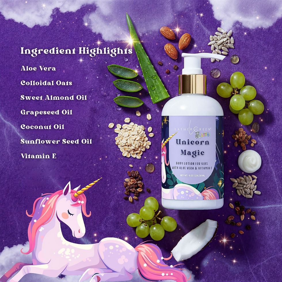 Thumbnail: Unicorn Magic body lotion with aloe and vitamin E, lightweight moisturizer for kids sensitive skin