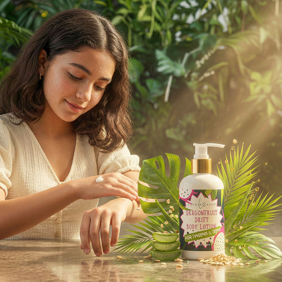 Thumbnail: Dragonfruit Drift lotion with natural oils for teens shown in fresh outdoor skincare setting