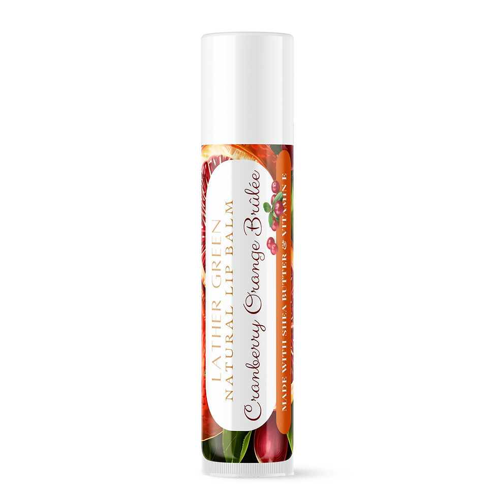 Thumbnail: Single LatherGreen Cranberry Orange Brûlée Natural Moisturizing lip balm tube