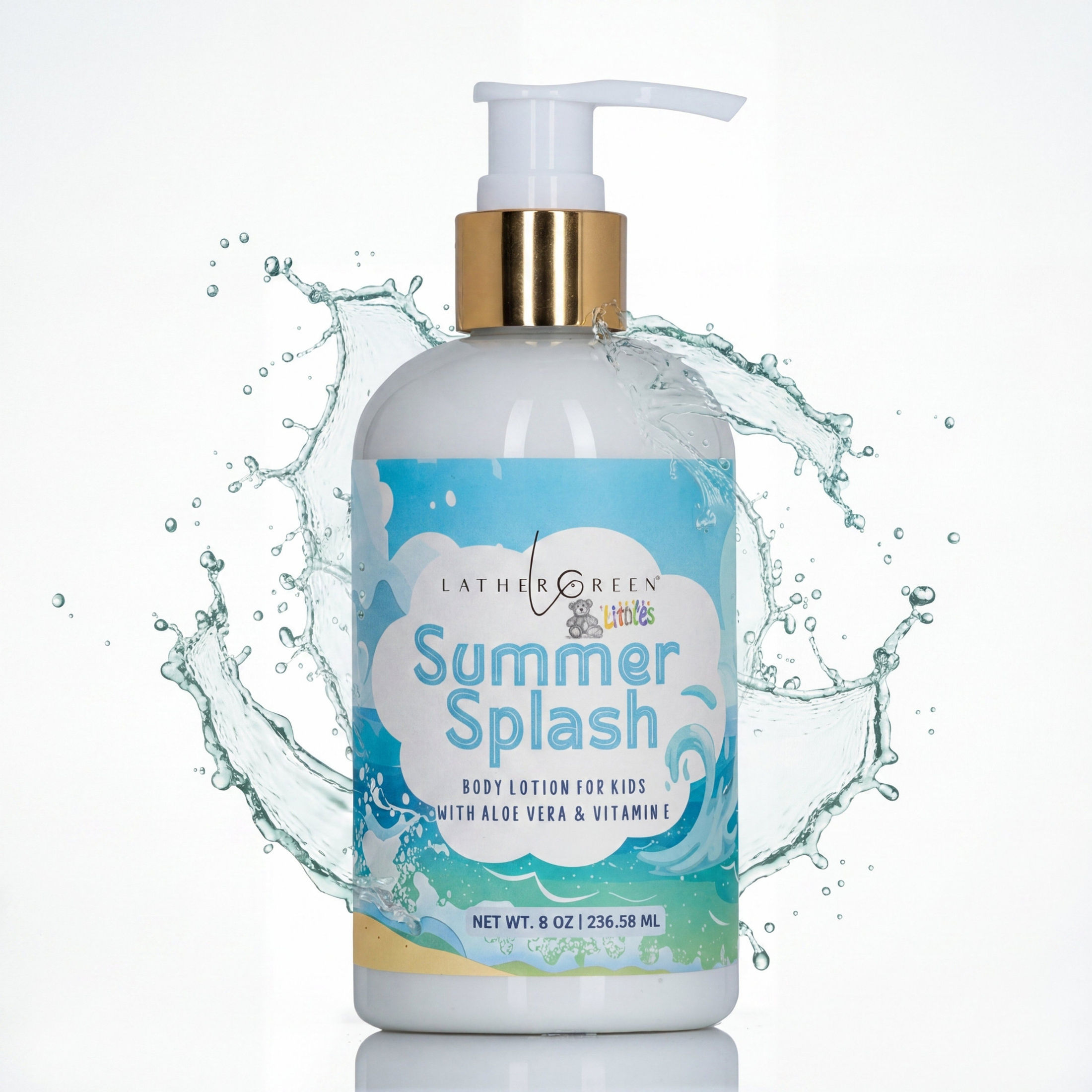 Summer Splash body lotion for kids and toddlers, lightweight hydrating moisturizer for soft smooth skin