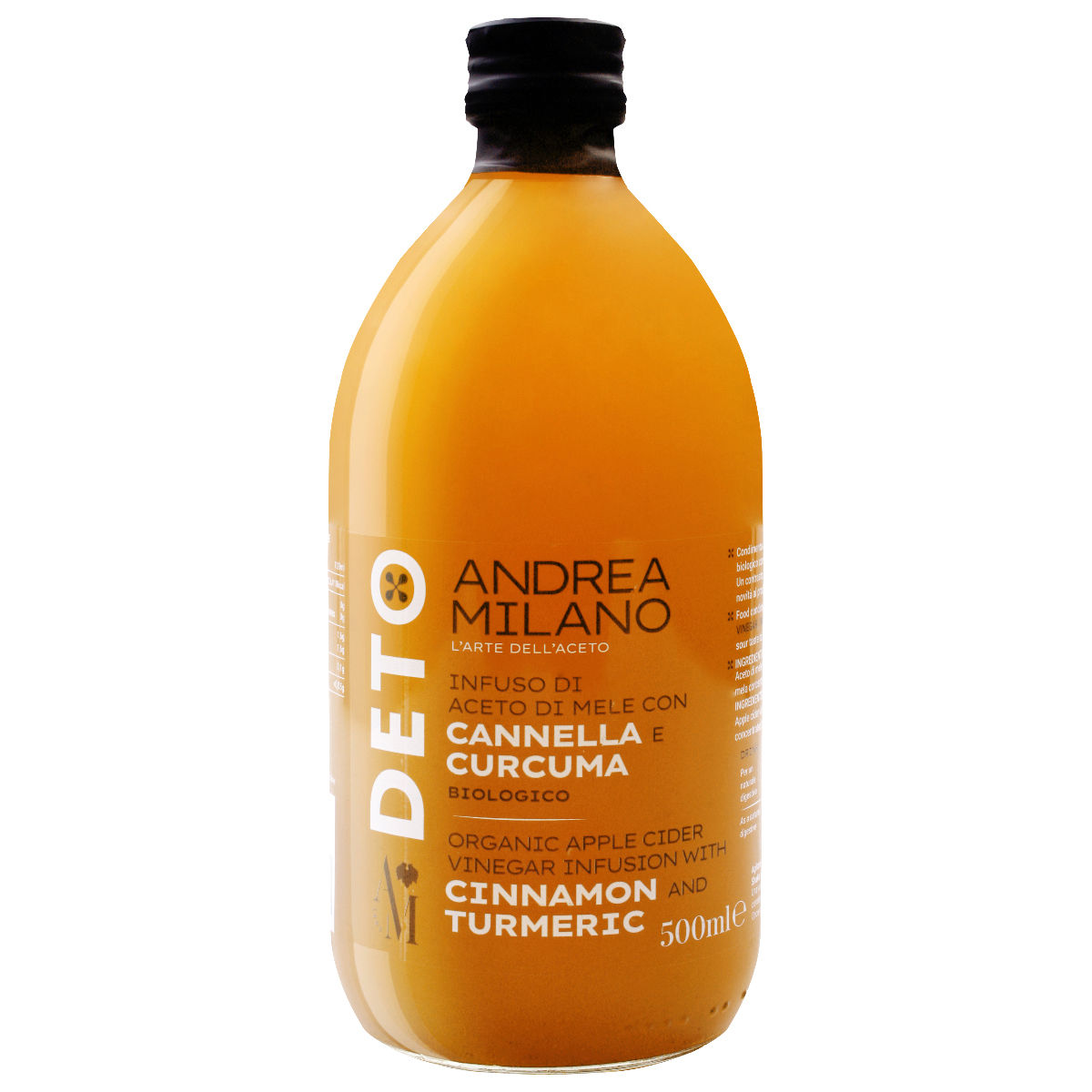 Уксус яблочный organic с корицей и куркумой нефил. "DETO ANDREA MILANO" 500мл