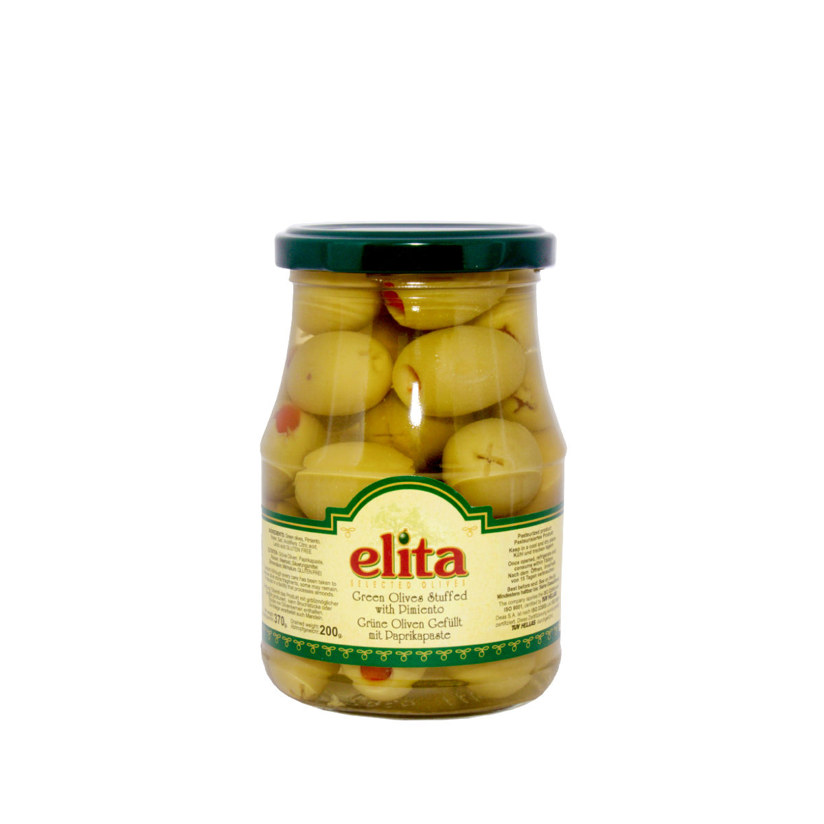 Зеленые оливки  фаршированные перцем пименто 370 мл