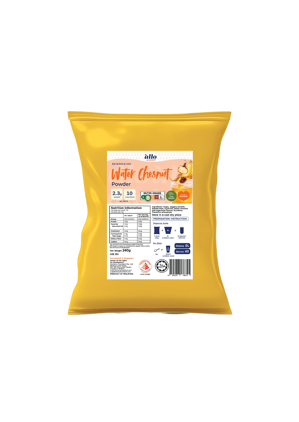 Water chestnut- allo powdered beverage mix (40 servings)