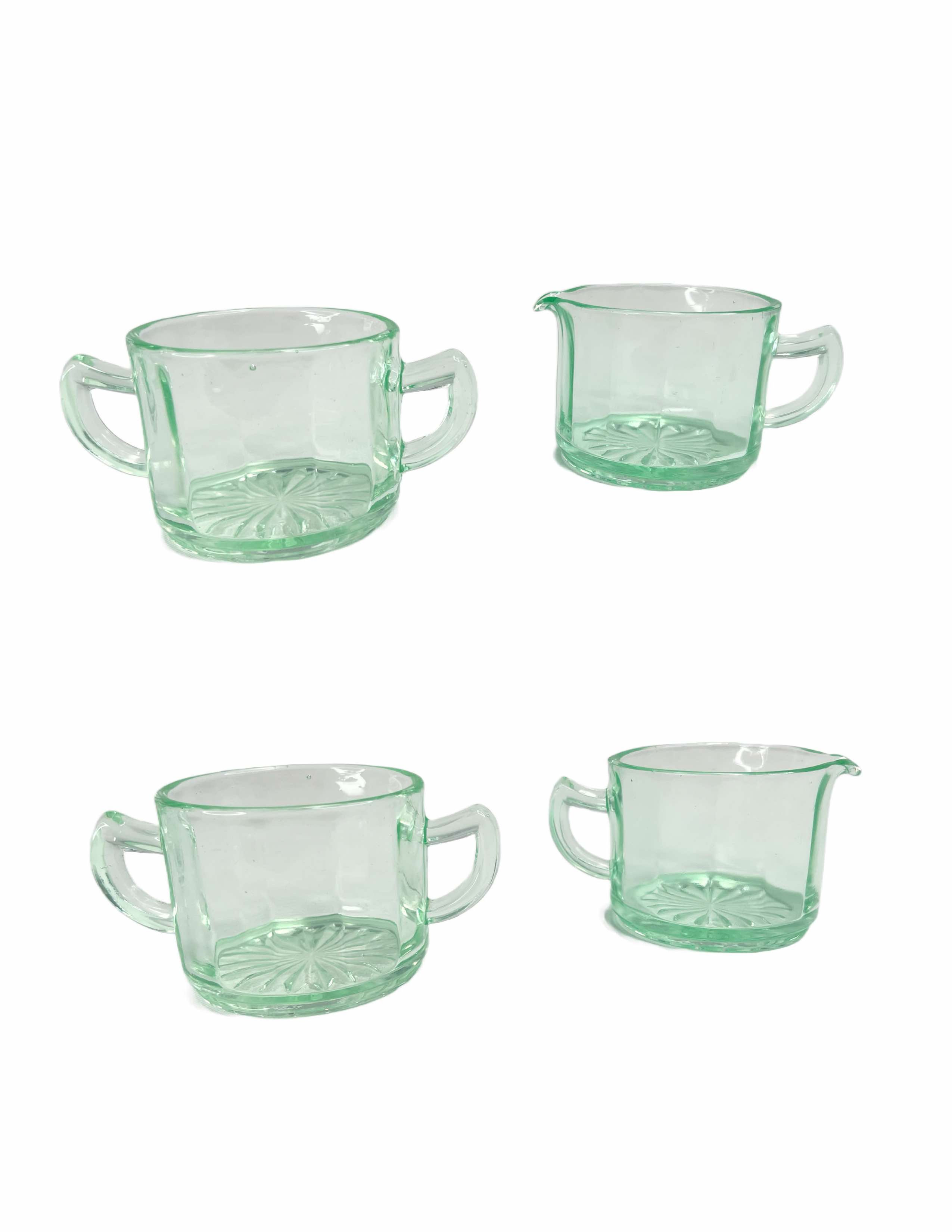 Vintage Uranium Glass Sugar and Creamer