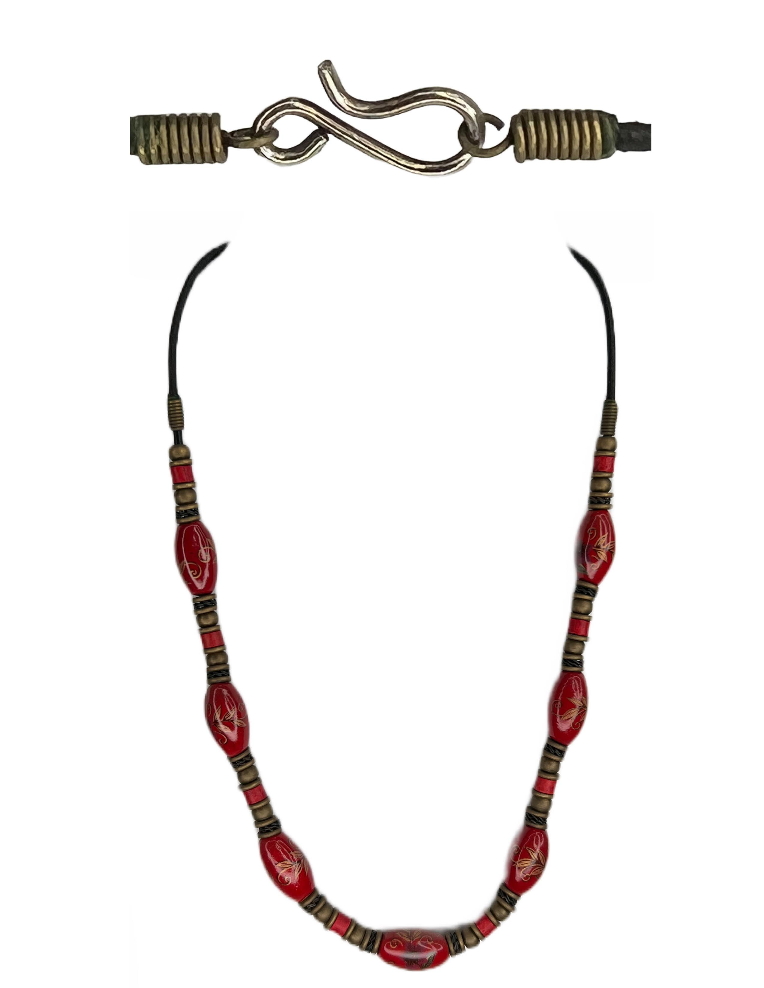 Vintage Red Ceramic Necklace