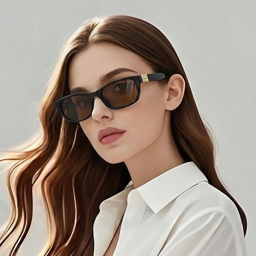 Miniatura: Óculos de Sol Feminino Slim Retangular Premium – Design Minimalista Elegante