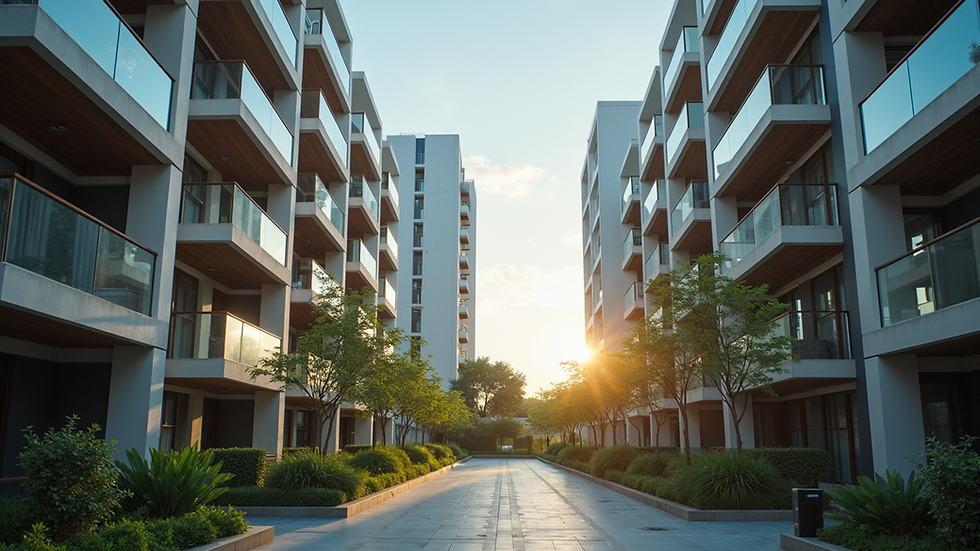 Eye-level view of a modern apartment complex in Nalasopara