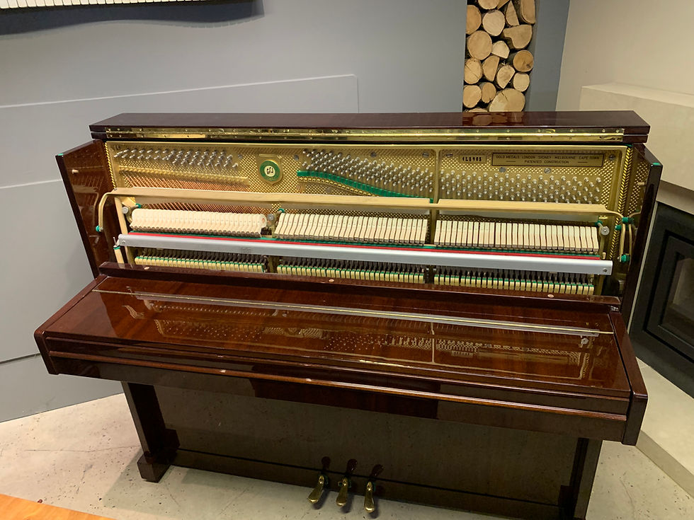 Thumbnail: Rosler by Petrof upright piano - gloss flame mahogany