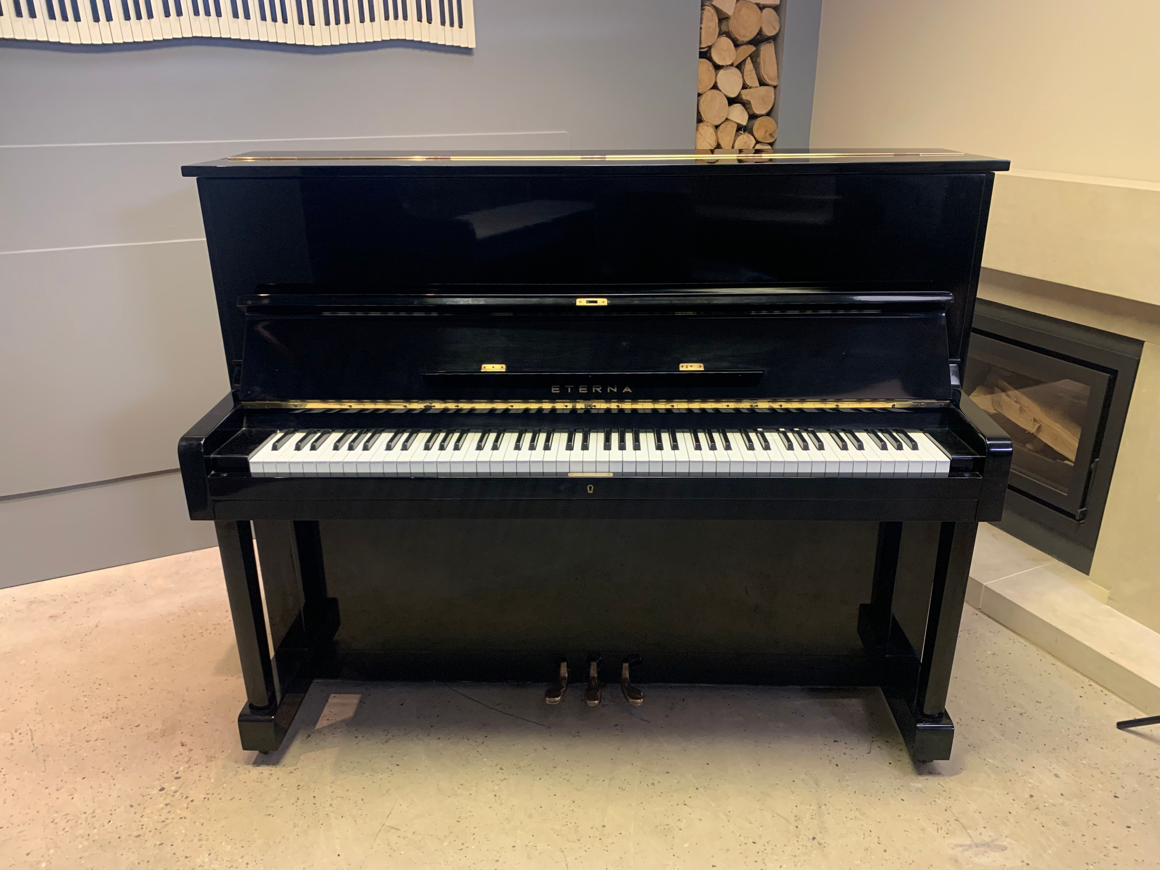 Eterna U1 by Yamaha upright piano in gloss black