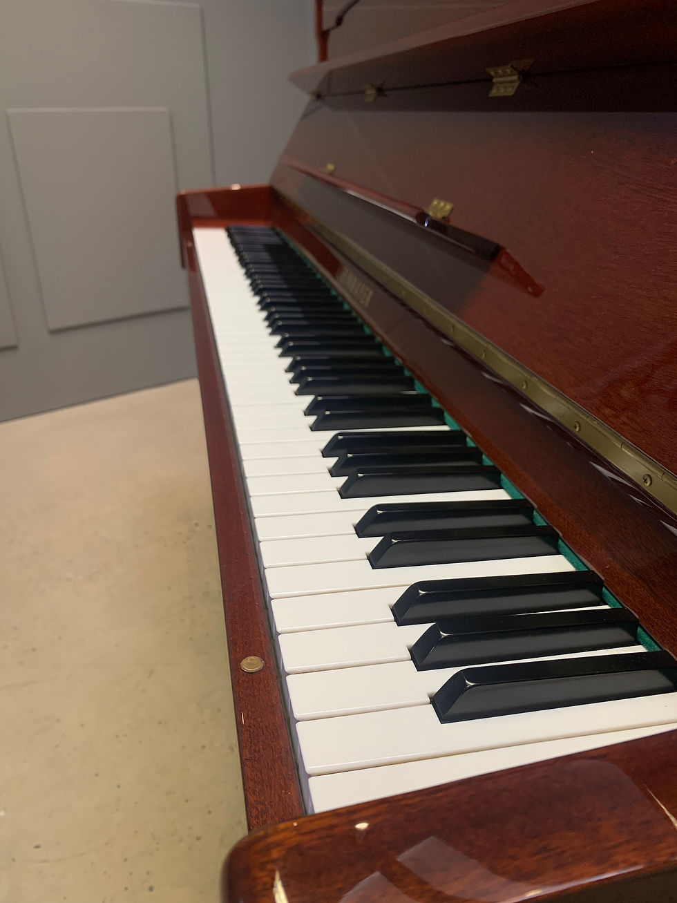 Thumbnail: Steinmayer S115 upright piano - gloss flame mahogany