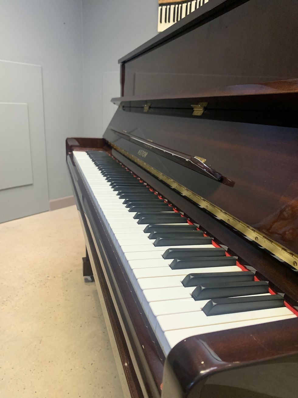 Thumbnail: Astor P-15 upright piano - gloss dark red mahogany