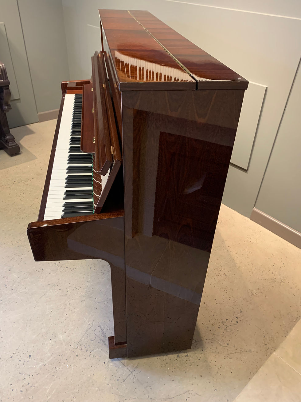 Thumbnail: Rosler by Petrof upright piano - gloss flame mahogany