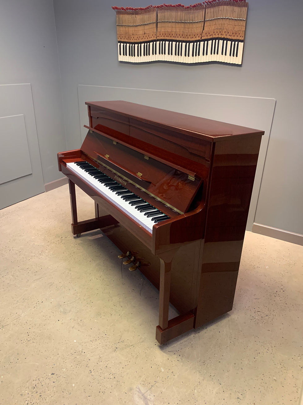 Thumbnail: Steinmayer S115 upright piano - gloss flame mahogany
