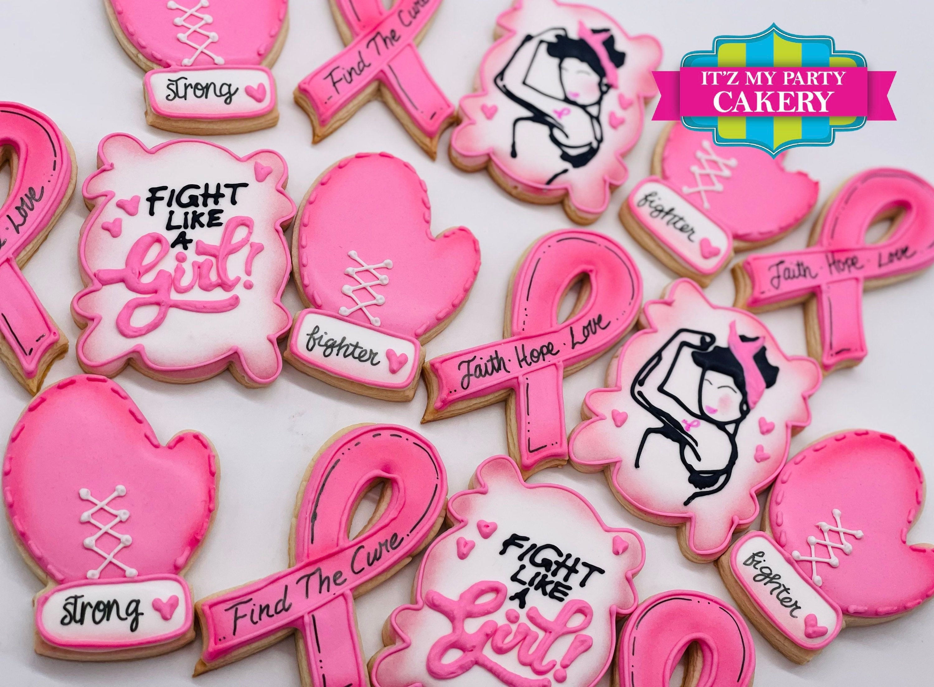 Custom Sugar Cookies / Breast Cancer Cookies