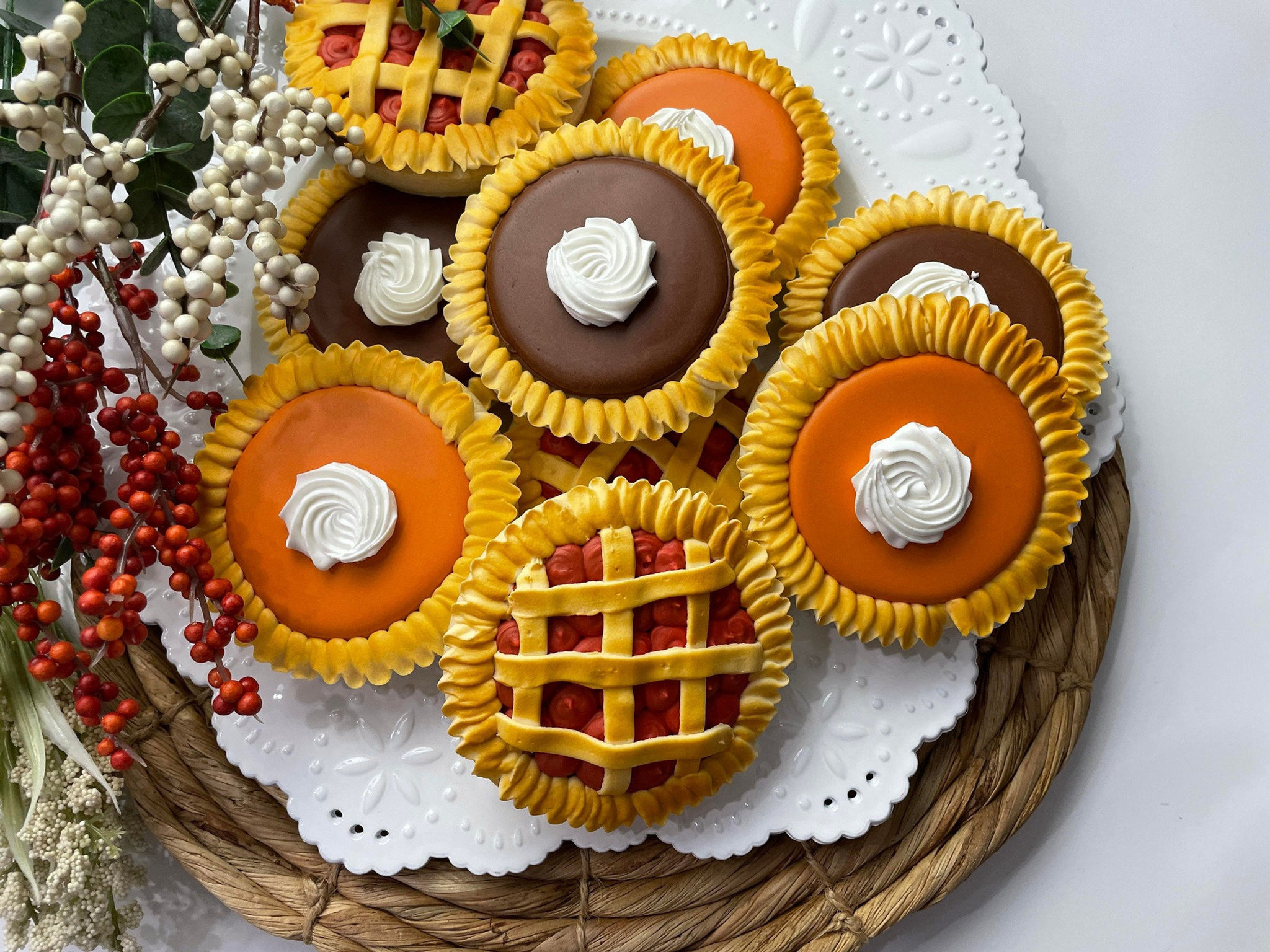Custom Sugar Cookies / Mini Pie Cookie Platter/Mixed Pie/Thanksgiving