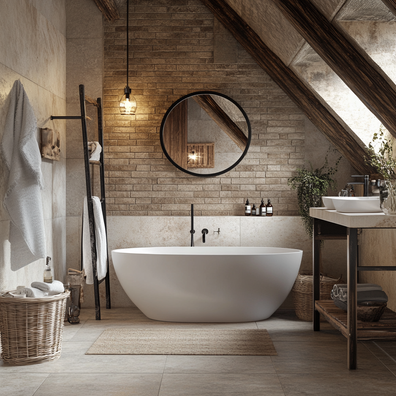 Offener Raum im Loft-Stil mit einer Mischung aus modernen und industriellen Materialien.