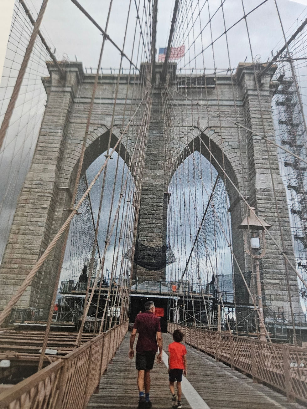 Hugo and I making our 1st walk across the Bridge.
