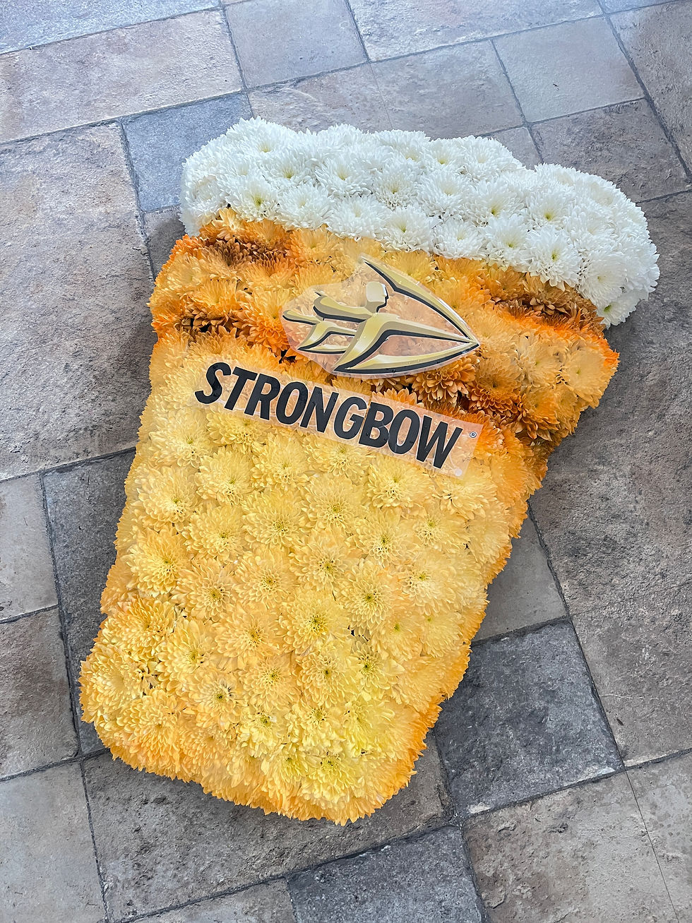 Pint glass funeral tribute