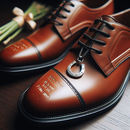 Brown leather shoes with horseshoe charm