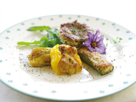 Stuffed zucchini and peppers, gourmet dish