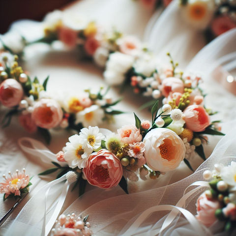 Floral wedding crowns and bracelets