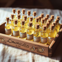 Wooden crate of Limoncello bottles
