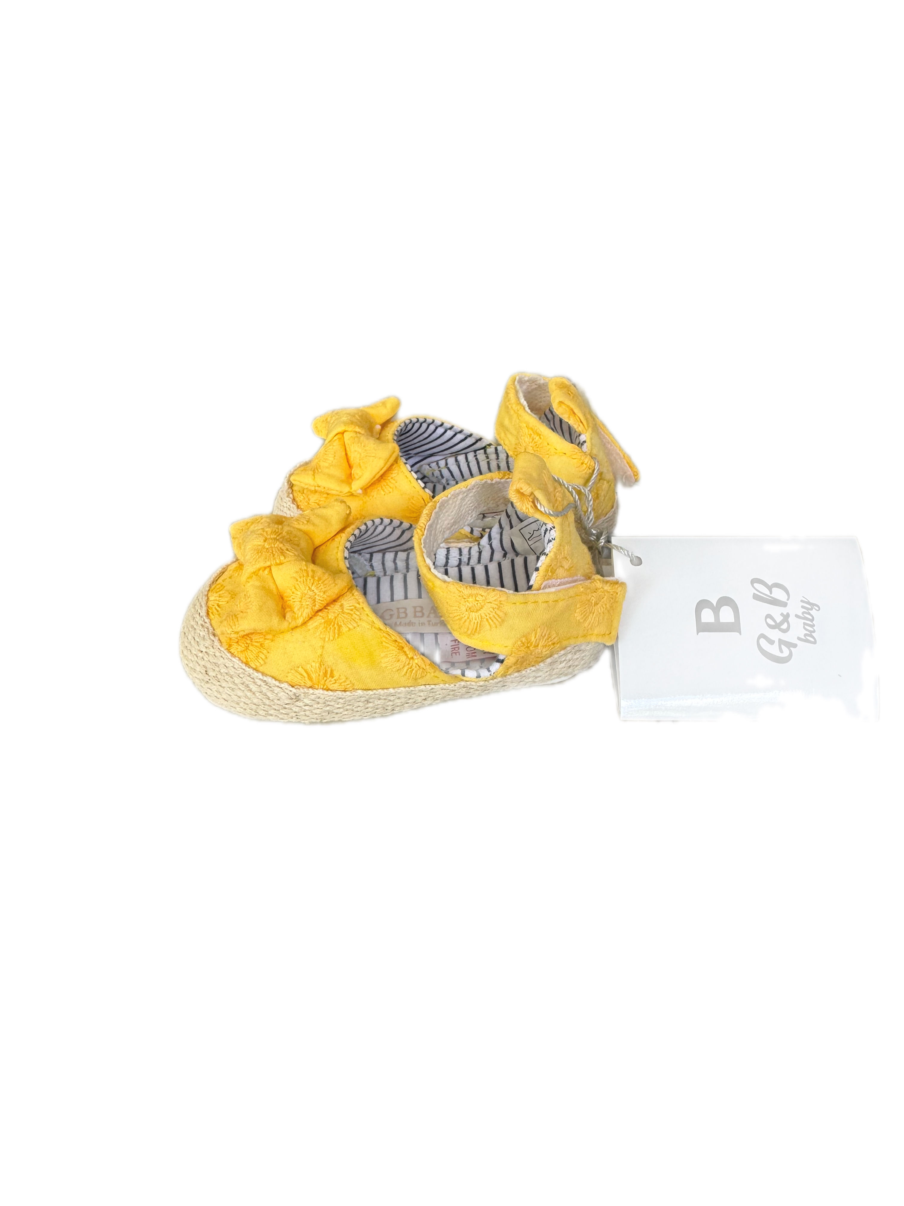 Süße Baby-Schuhe mit Schleife – Gelb 