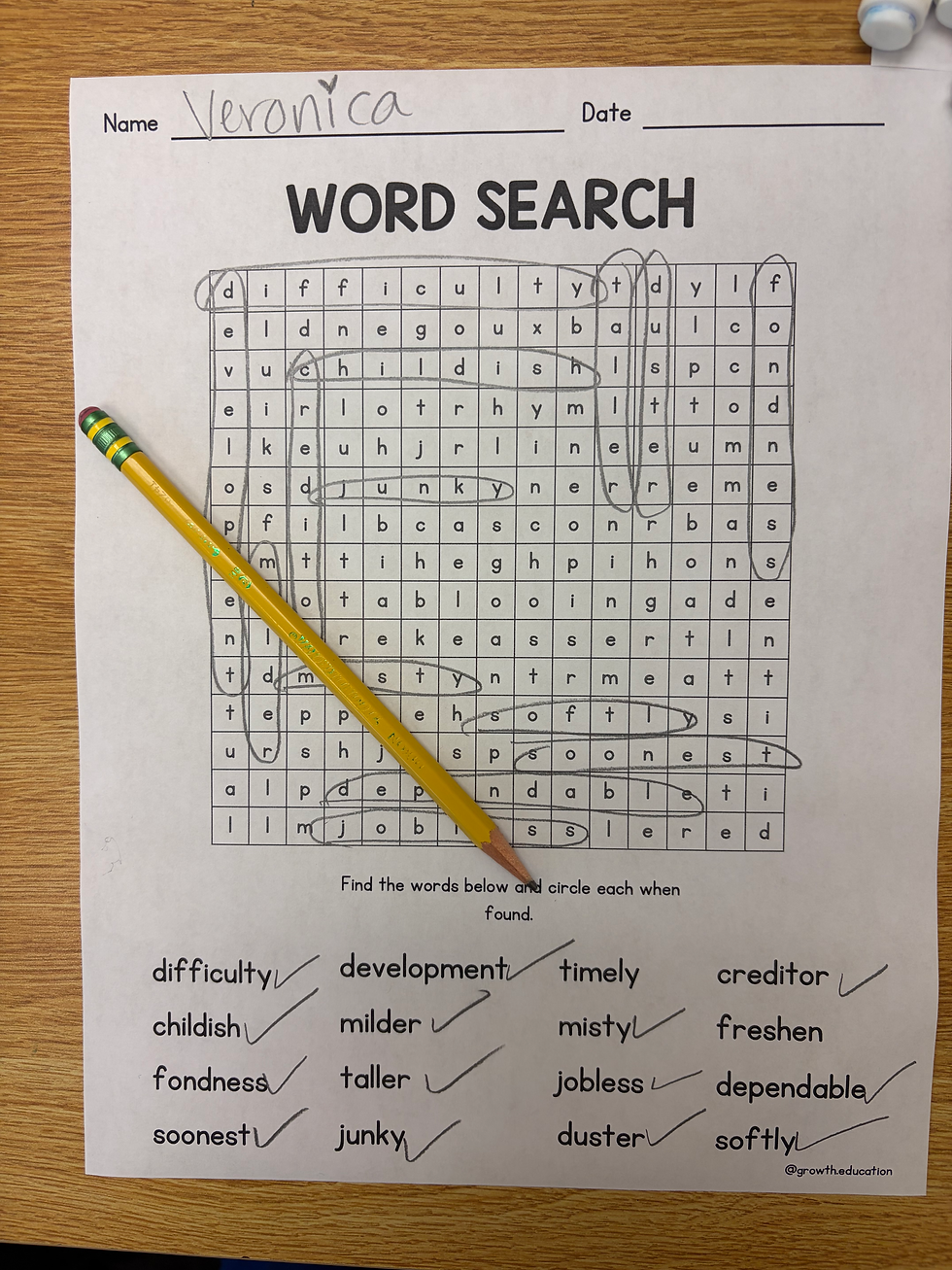 A word search station is a great early finisher activity in a reading intervention class.