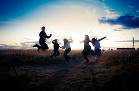 Family playtime. Family Portraits. Evening.
