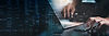 Data anlytics, AI and database management technology. IT specilist working on digital tabl